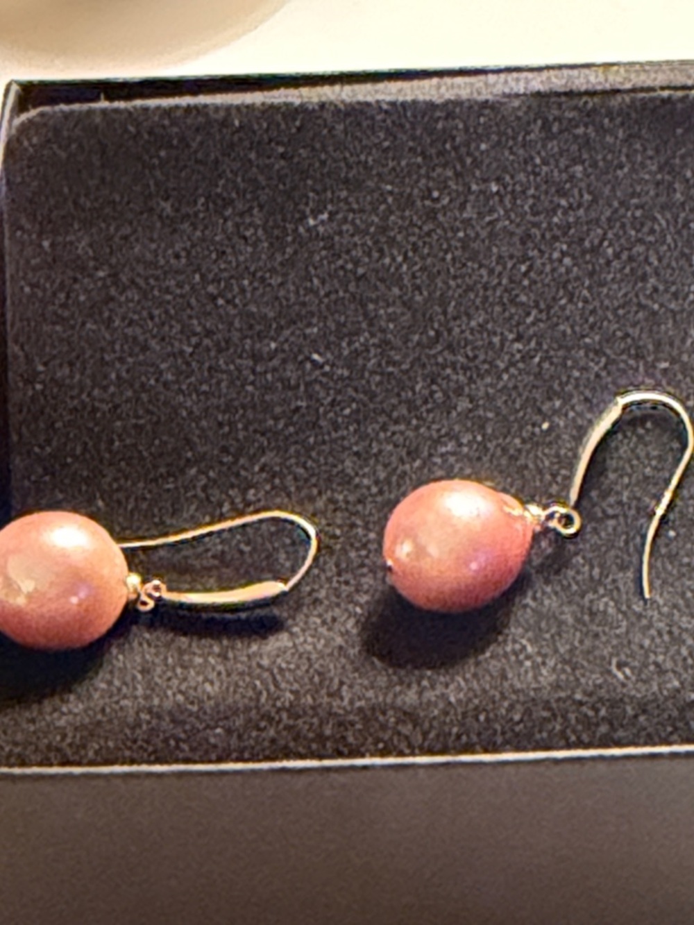 14k Gold Hook Earrings with Pink Pearl Drops